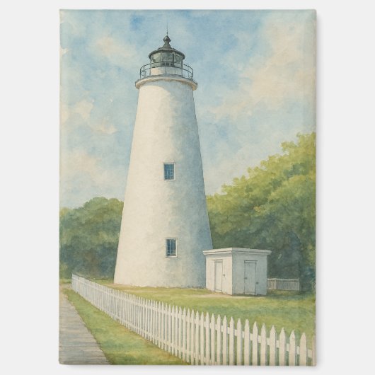 Aimant Phare d'Ocracoke à l'aquarelle (Recto)