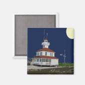 Aimant Phare du lac Pontchartrain de nuit (Recto/Verso)