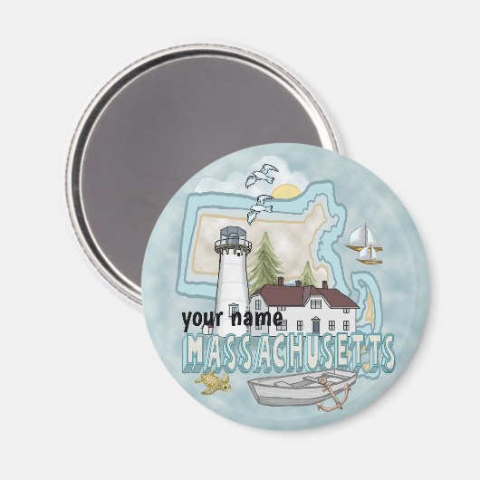 Aimant Phare du Massachusetts (Recto/Verso)