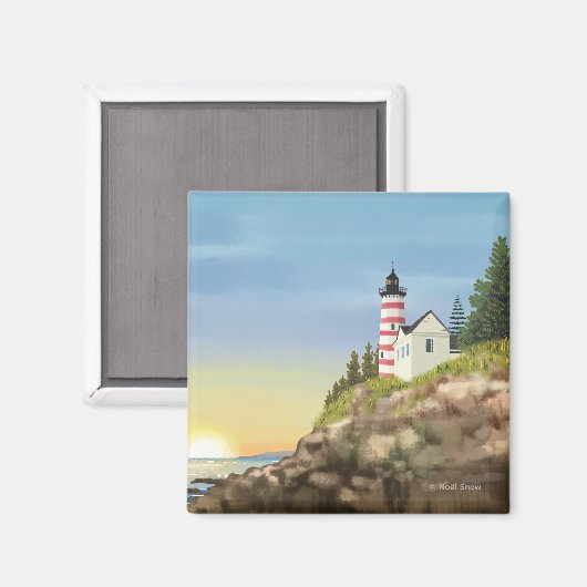 Aimant Phare et coucher du soleil (Recto/Verso)
