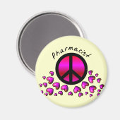 Aimant Pharmacien Peace & Hearts Design Cadeaux (Recto/Verso)