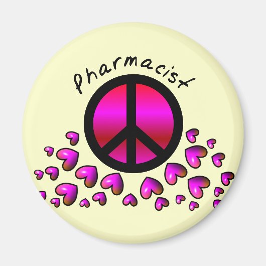 Aimant Pharmacien Peace & Hearts Design Cadeaux (Devant)