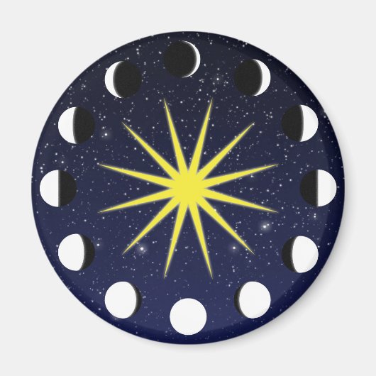 Aimant Phases et étoiles du soleil, de la lune (Devant)