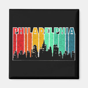 Aimant Philadelphie colorée Retro Sunset Cityscape