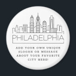 Aimant Philadelphie | Message de ville personnalisé ou Sl<br><div class="desc">Un atout unique représentant la belle ville de Philadelphie,  Pennsylvanie. Ce porte - clé présente une illustration stylisée de l'horizon unique de la ville avec son nom en dessous. Sous le nom de la ville se trouve un endroit pour votre slogan ou déclaration unique sur votre ville préférée.</div>