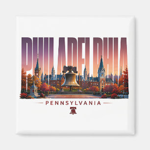 Aimant Philadelphie Pennsylvanie Horizon Ville Nom Voyage