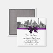 Aimant Philadelphie Skyline Etch BW Purple Enregistrer la (Recto/Verso)