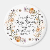 Aimant Philippiens 4:13 Bible Scripture Verse Floral (Devant)