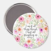 Aimant Philippiens 4:13 Bible Scripture Verse Floral (Recto/Verso)