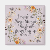 Aimant Philippiens 4:13 Bible Scripture Verse Floral Boho (Devant)