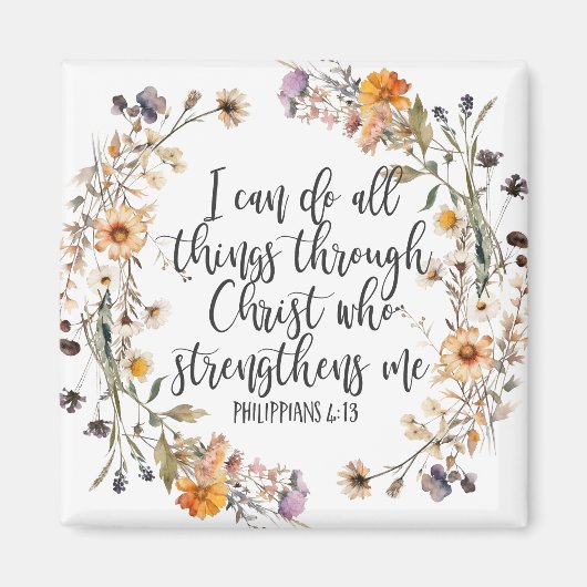 Aimant Philippiens 4:13 Bible Scripture Verse Floral Boho (Devant)