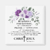Aimant Philippiens 4:6-7 Écriture Fleurs violettes pourpr (Devant)