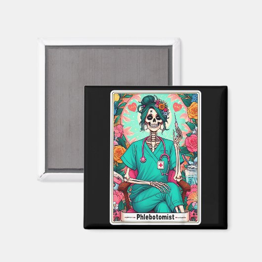 Aimant Phlebotomist Tarot Card Skeleton Phlebotomy Tech P (Recto/Verso)