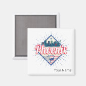 Aimant Phoenix Arizona États-Unis Skyline Vintage USA (Recto/Verso)