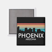 Aimant Phoenix Arizona Retro Sunset Skyline (Recto/Verso)