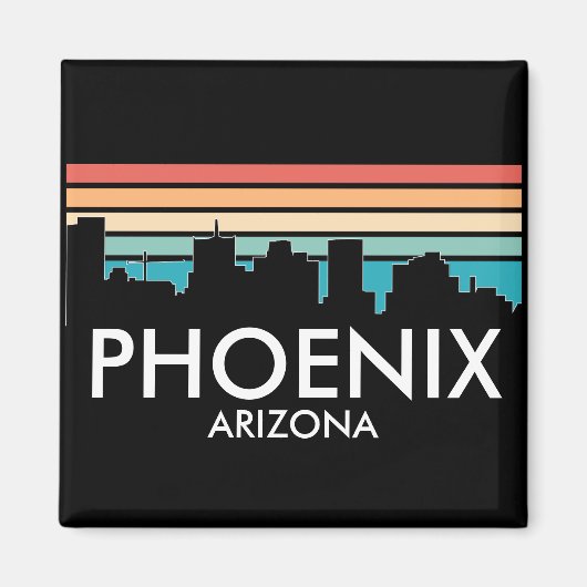 Aimant Phoenix Arizona Retro Sunset Skyline (Devant)