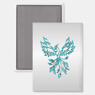 Aimant Phoenix bleu turquoise se lève sur l'argent
