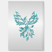 Aimant Phoenix bleu turquoise se lève sur l'argent (Recto)
