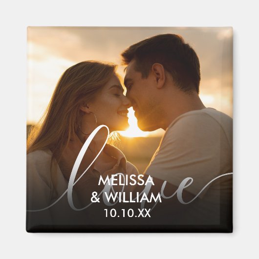 Aimant Photo avec nom et date personnalisés (Devant)