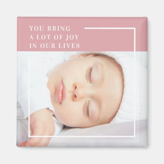 Aimant Photo Bébé Fancy Cute | Rose et blanc | Devis (Devant)