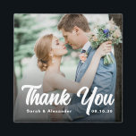 Aimant Photo Bold Script White Thank You Wedding<br><div class="desc">Simple Modern Bold Script White Elegant Thank You Wedding Photo Magnet.</div>