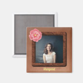 Aimant Photo carré avec Fleur tropicale et nom (Recto/Verso)