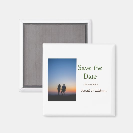 Aimant Photo classique blanc élégant typographie mariage (Recto/Verso)