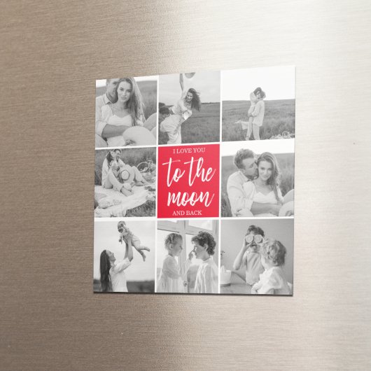 Aimant Photo Collage Couple Moderne & Citation De La Lune