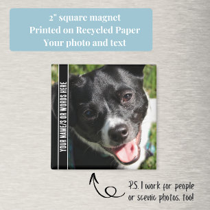 Aimant Photo complète avec personnalisation en noir et bl