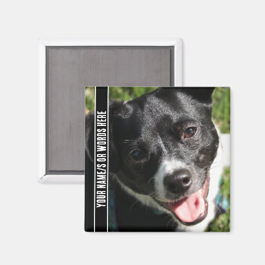 Aimant Photo complète avec personnalisation en noir et bl (Recto/Verso)