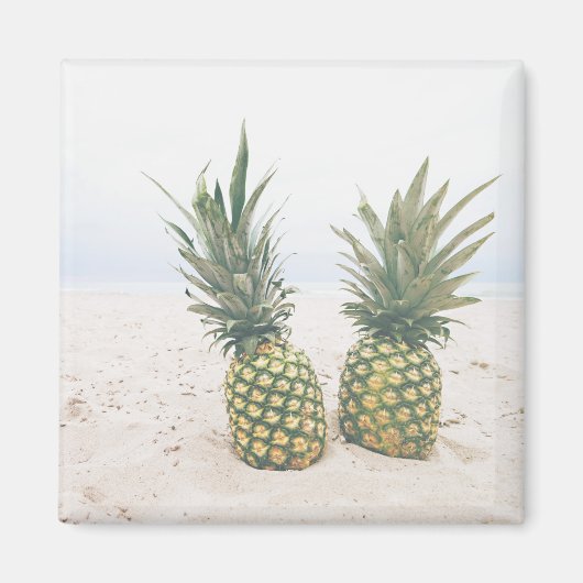Aimant Photo de 2 ananas sur une plage (Devant)