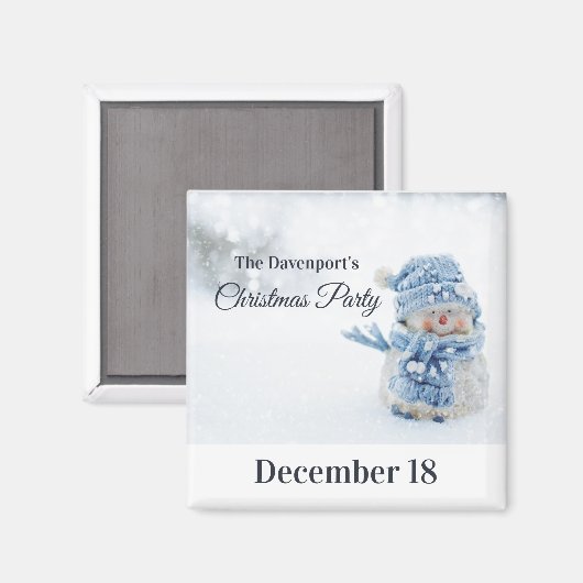 Aimant Photo de bonhomme de neige mignon pour Noël, Enreg (Recto/Verso)