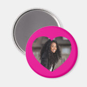 Aimant Photo de cœur rose chaud (Recto/Verso)