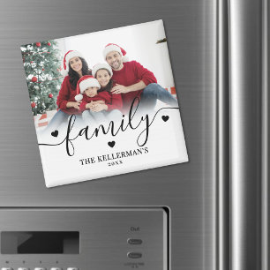 Aimant Photo de famille élégant personnalisé avec écritur
