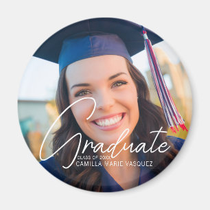 Aimant Photo de Graduation 2023 tendance Script blanc per