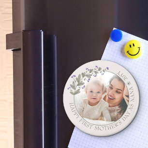 Aimant Photo de la fête des mères du Fleur sauvage pourpr