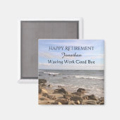 Aimant Photo de la retraite heureuse des vagues de l'océa (Recto/Verso)