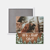 Aimant Photo de l'anniversaire de mariage Bois enneigé &  (Recto/Verso)