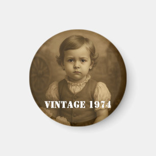 Aimant Photo de l'enfance personnalisée et année vintage