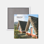 Aimant Photo de l'île de Madère avec Maisons Typiques, Po (Recto/Verso)