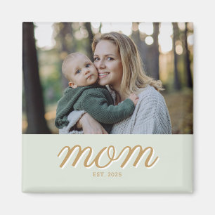 Aimant Photo de maman établie minimaliste or et vert saug