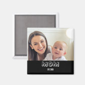 Aimant Photo de maman, typographie simple, année d'établi (Recto/Verso)