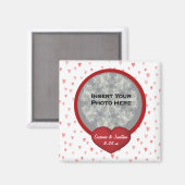 Aimant Photo de mariage aux cœurs rouges (Recto/Verso)