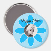 Aimant Photo de mignonne chiot dans le cadre bleu maman (Recto/Verso)