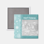 Aimant photo de Noël Turquoise neige (Recto/Verso)