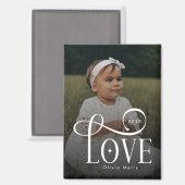 Aimant Photo de nouveau-né personnalisé avec écriture mod (Recto/Verso)