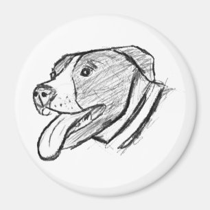 Aimant photo de pitbull dessiné à la main amateur de chie