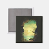 Aimant Photo d'une grotte dominant une mer tropicale (Recto/Verso)