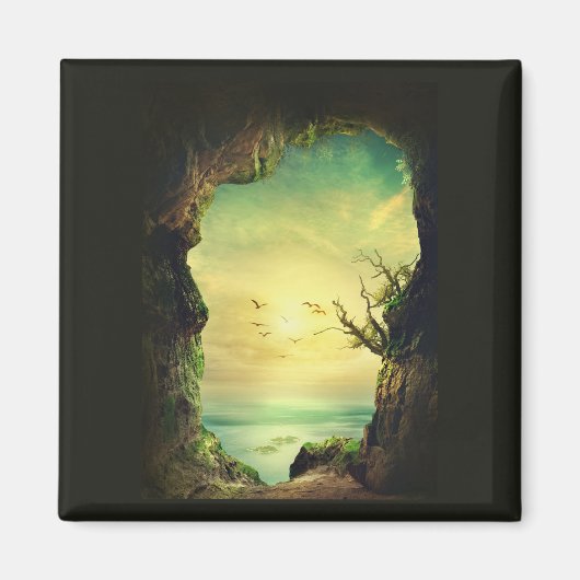 Aimant Photo d'une grotte dominant une mer tropicale (Devant)