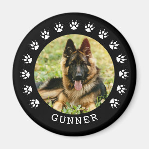 Aimant Photo Empreintes de pattes de chiens noirs et blan